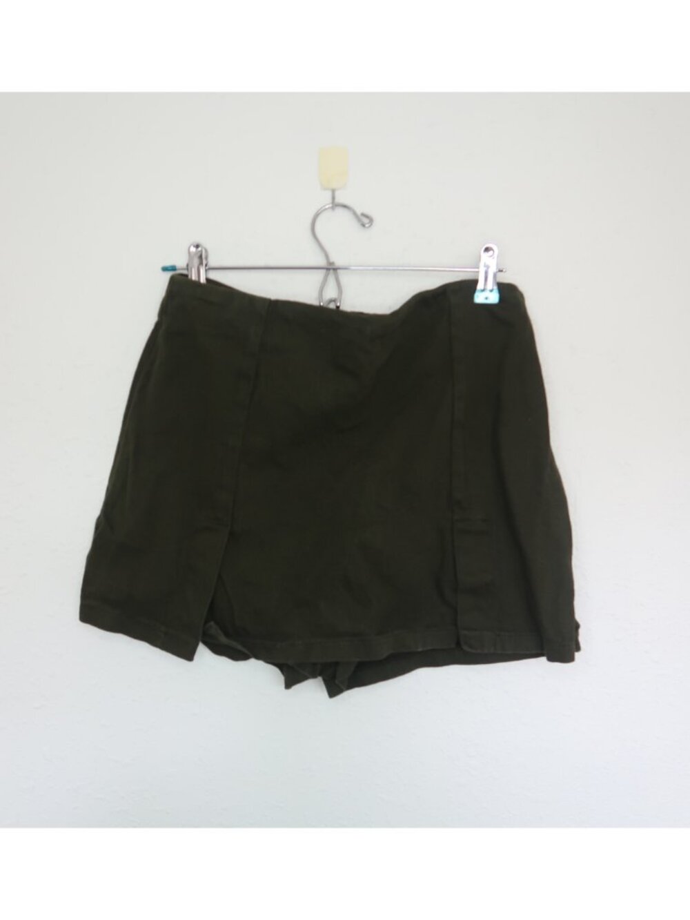 Zara Olive Green High-Waisted Asymmetric Skort